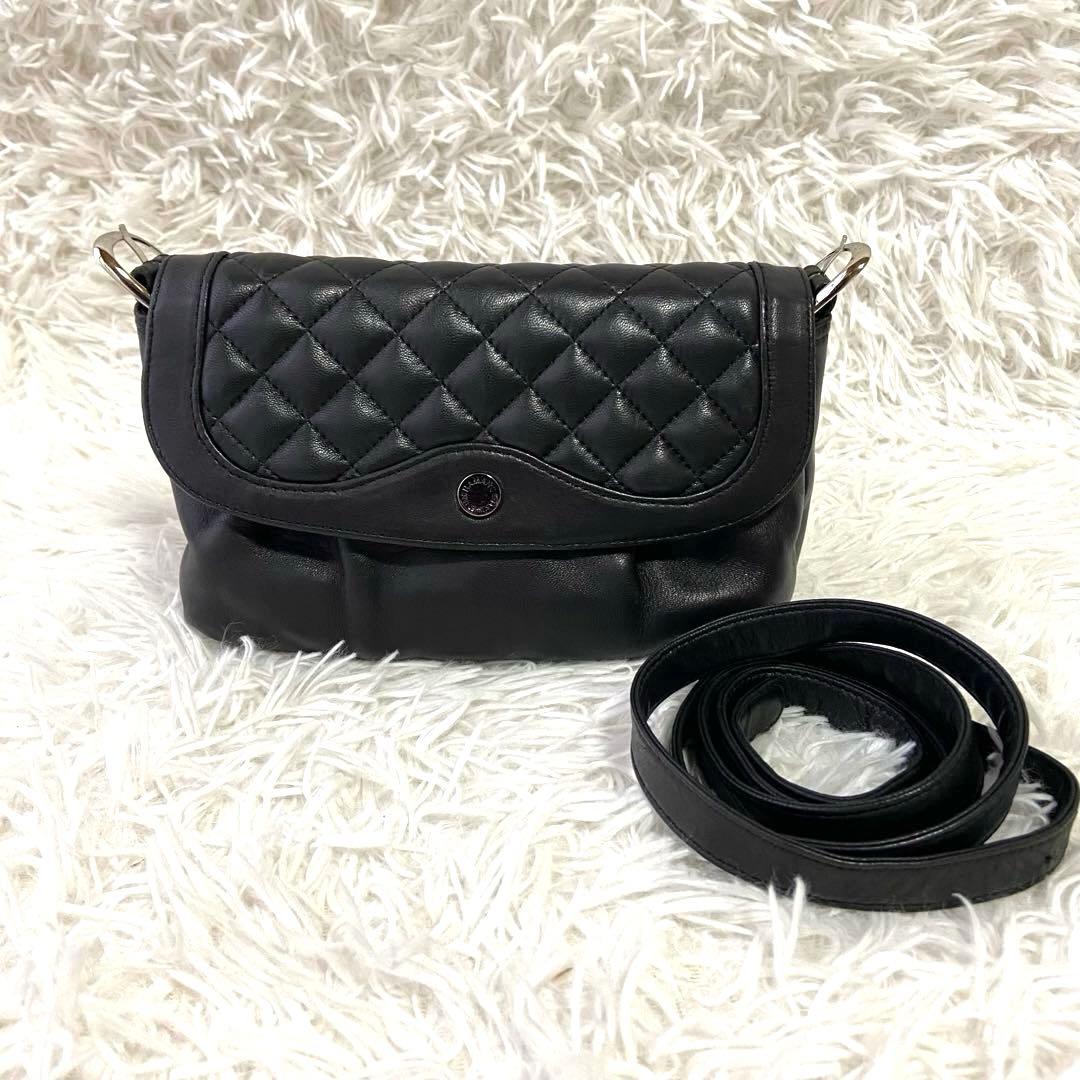 美品✨HAMANO ショルダーバック キルティング ブラック ラム革 2way