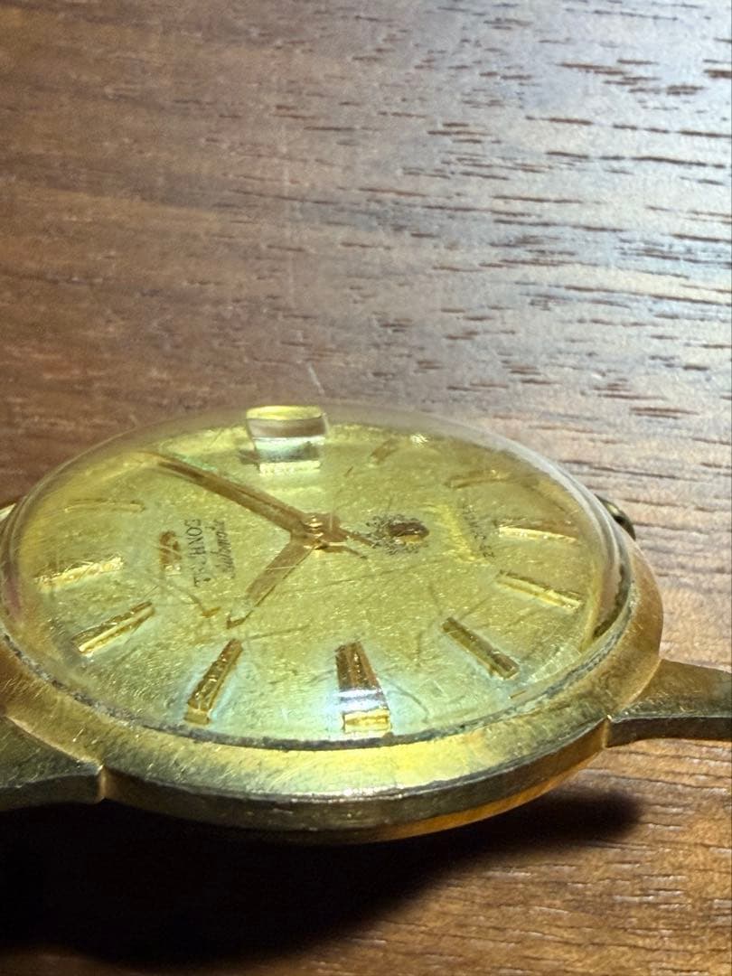 TECHNOS 自動巻き時計 25ジュエル ゴールド 現状品