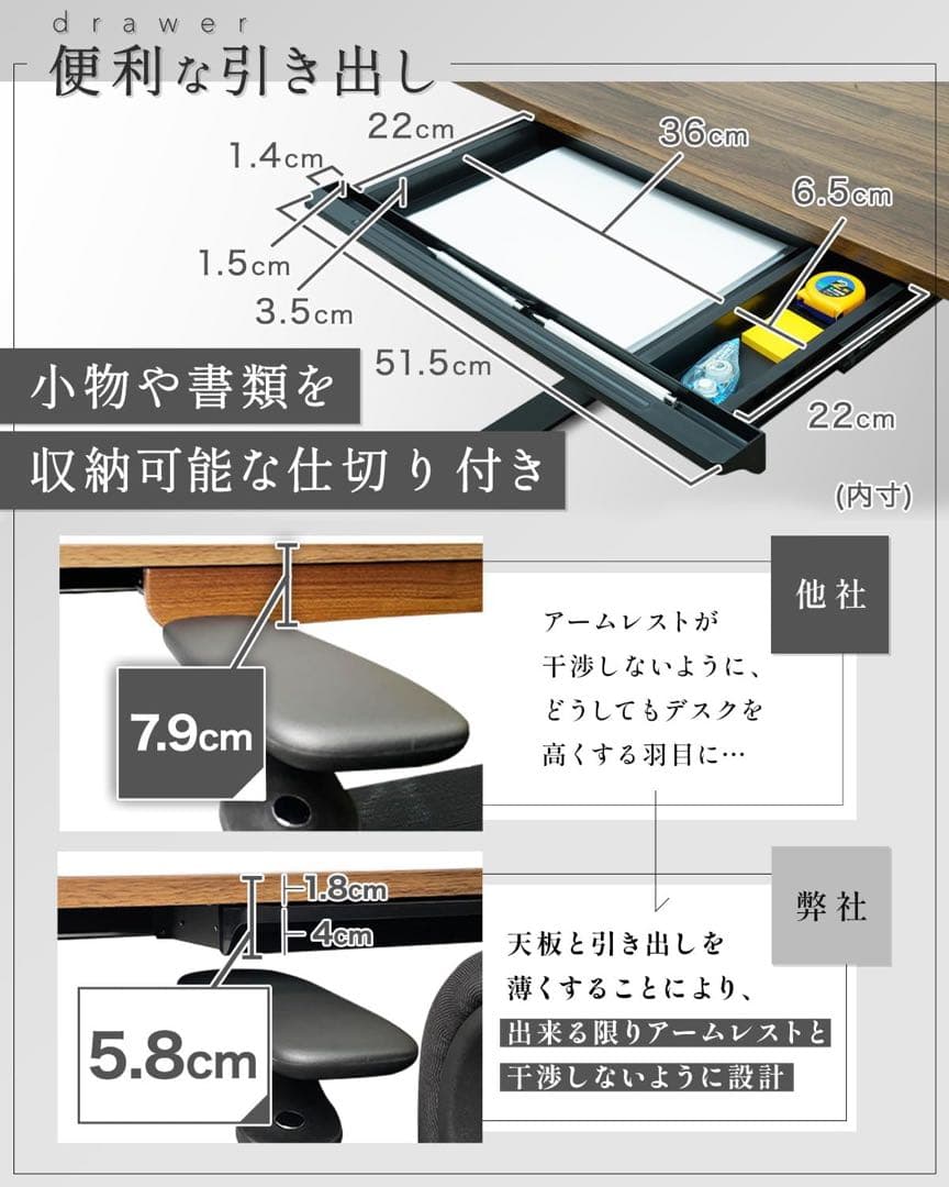 EastForce 昇降デスク電動 幅120×奥行60 引出付メモリーロック機能