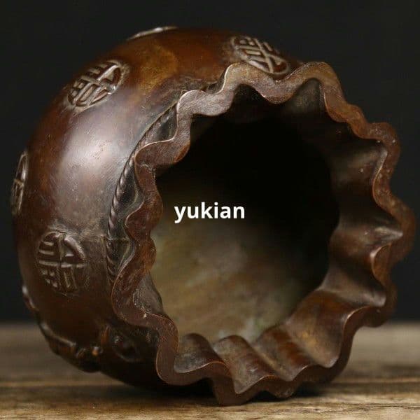 銅細工 福袋 金袋 聚宝盆 置物 装飾品 工芸品 美術品