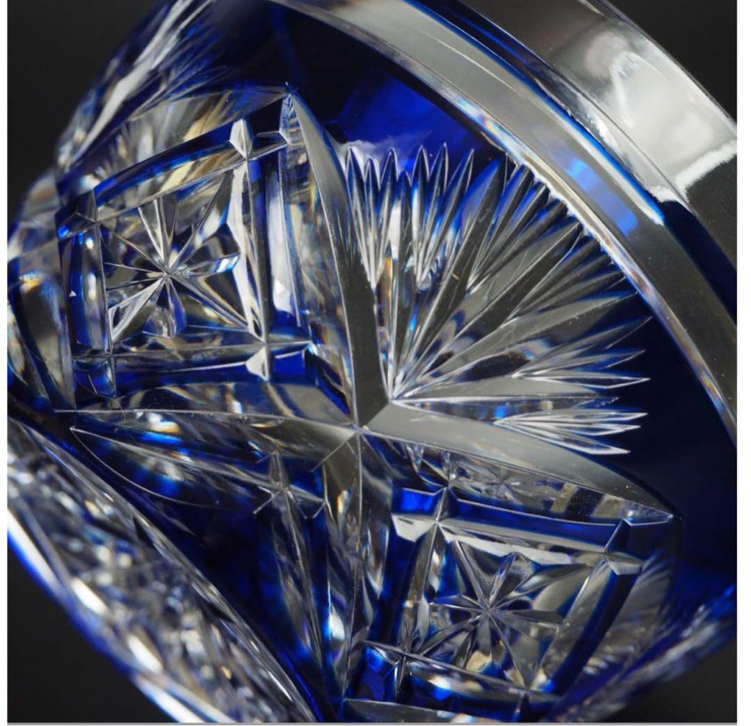 送料無料　区無形文化財伝統工芸士『小林英夫』作　江戸切子向付　共箱　真作保証