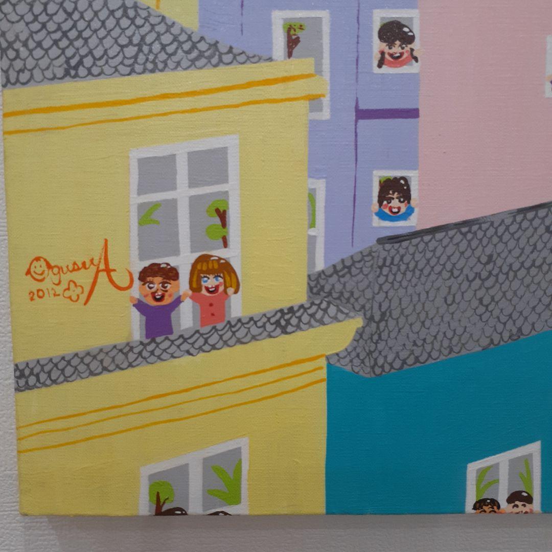 パリの窓から　画家　小楠アキコ作品　アクリル絵の具　F10号キャンバス