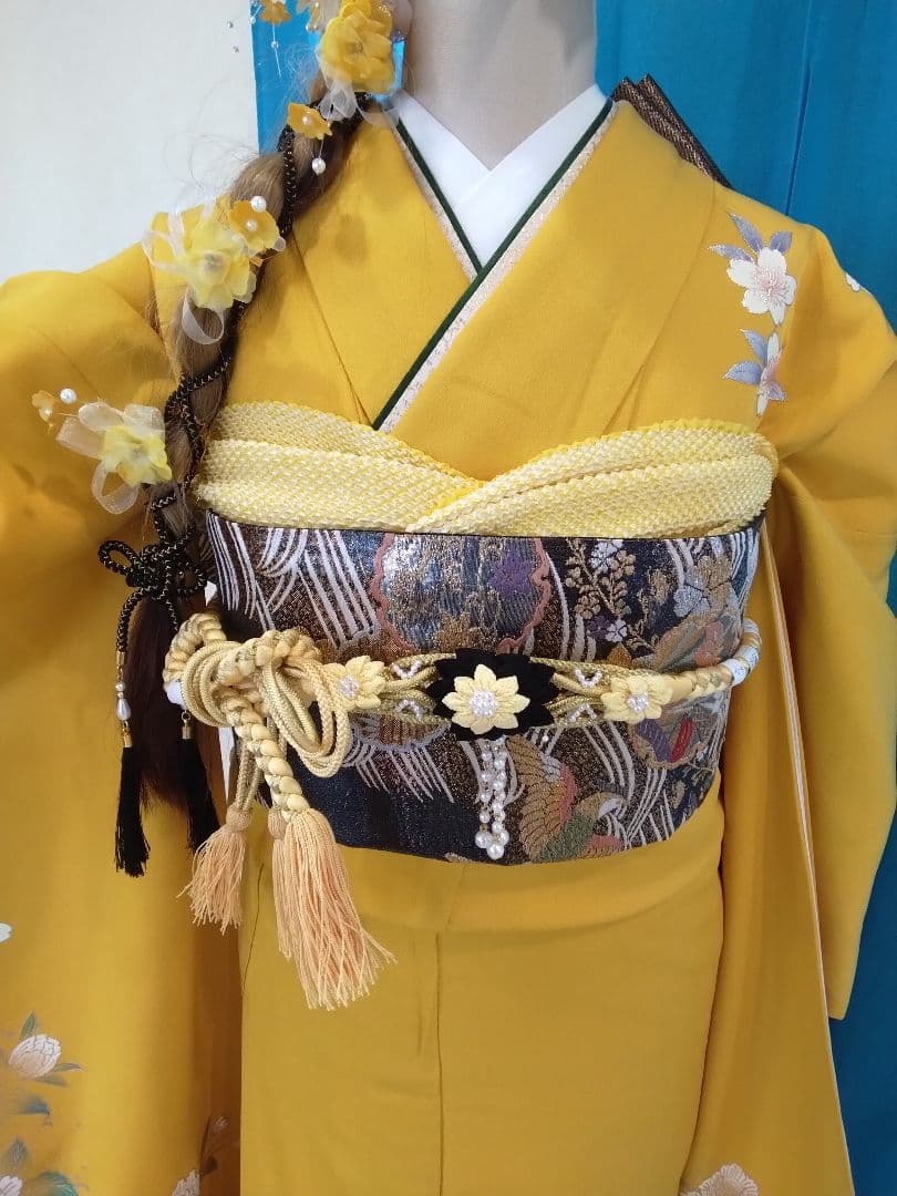 振袖フルセット、正絹振袖、成人式、重ね衿、帯揚げ、帯締め、西陣袋帯