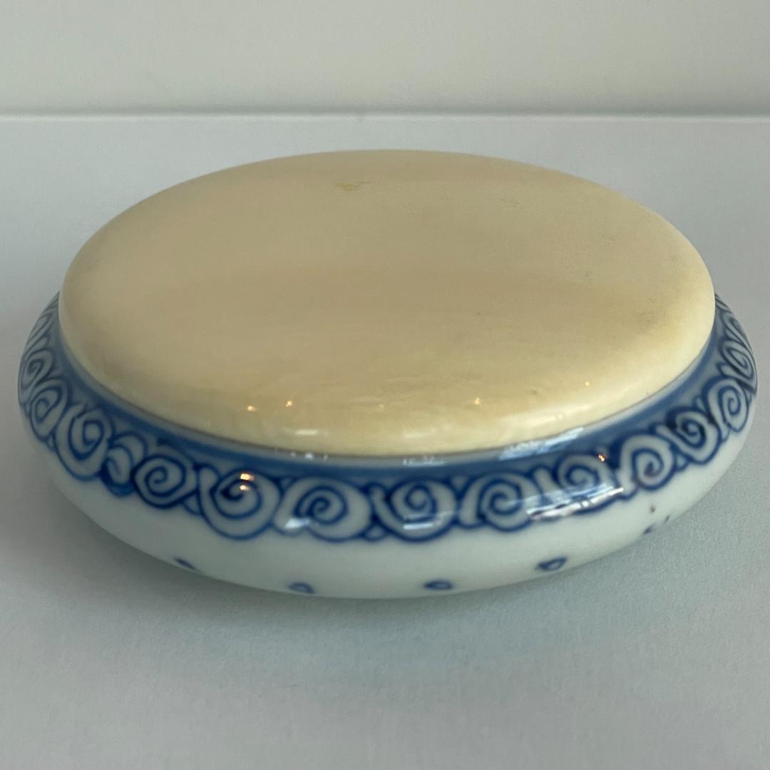 染付 景徳鎮 印盒 印合 香盒 香合 墨盒 蓋盒 粉盒 茶道具 書道品 時代物