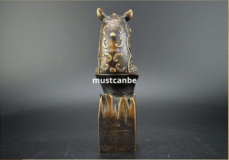 銅器 馬頭印章 干支馬 書房装飾 書道具 文房具 工芸品 置物