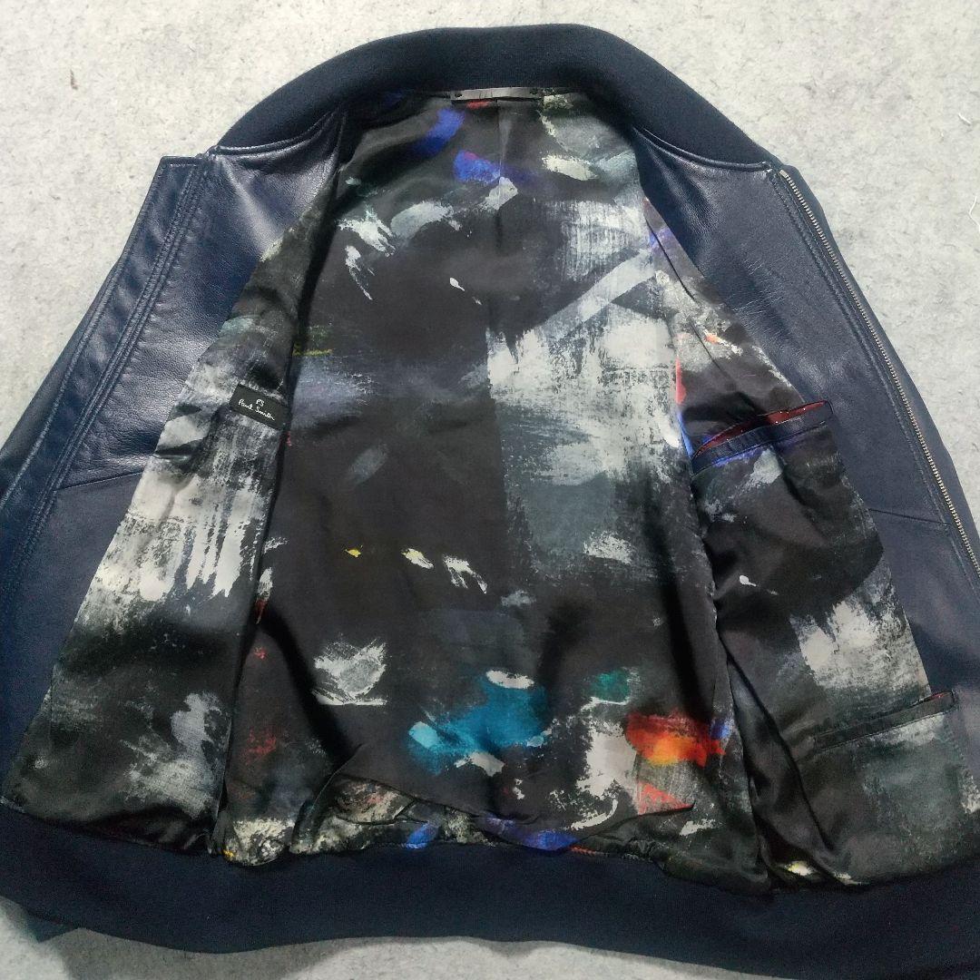 美品 L ポールスミス レザージャケット ブルゾン ボンバー MA1 革ジャン