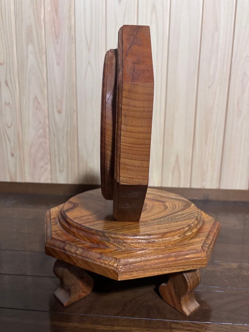 木製八角形置物 彫刻付き　将棋駒　王将