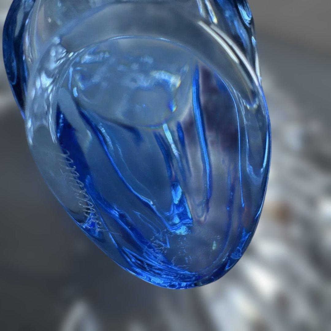 Baccarat 青色ガラス動物オブジェ フクロウ