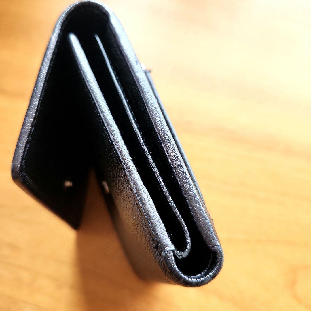 CHANELココボタン 三つ折り財布 ブラックレディース