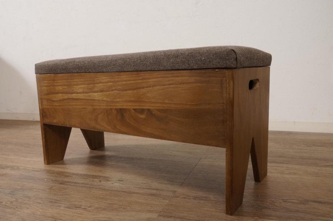 【新品・未使用】　北欧調ベンチチェアー　スツール　椅子 収納庫　幅70cm