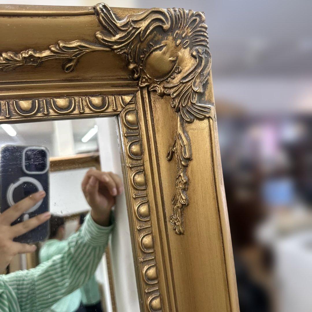 全身鏡 アンティーク調 ミラー 180cm 大型 ヴィンテージ調 ゴールド