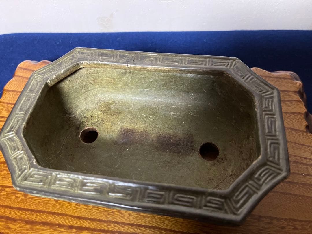 93 盆栽　盆栽鉢　植木鉢　中国鉢　南京蕎麦袖隅入　長方鉢