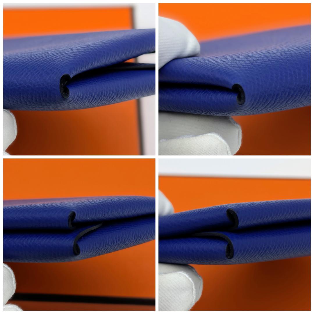 極美品 エルメス カルヴィ デュオ エプソン ケース U刻印 ブルー系