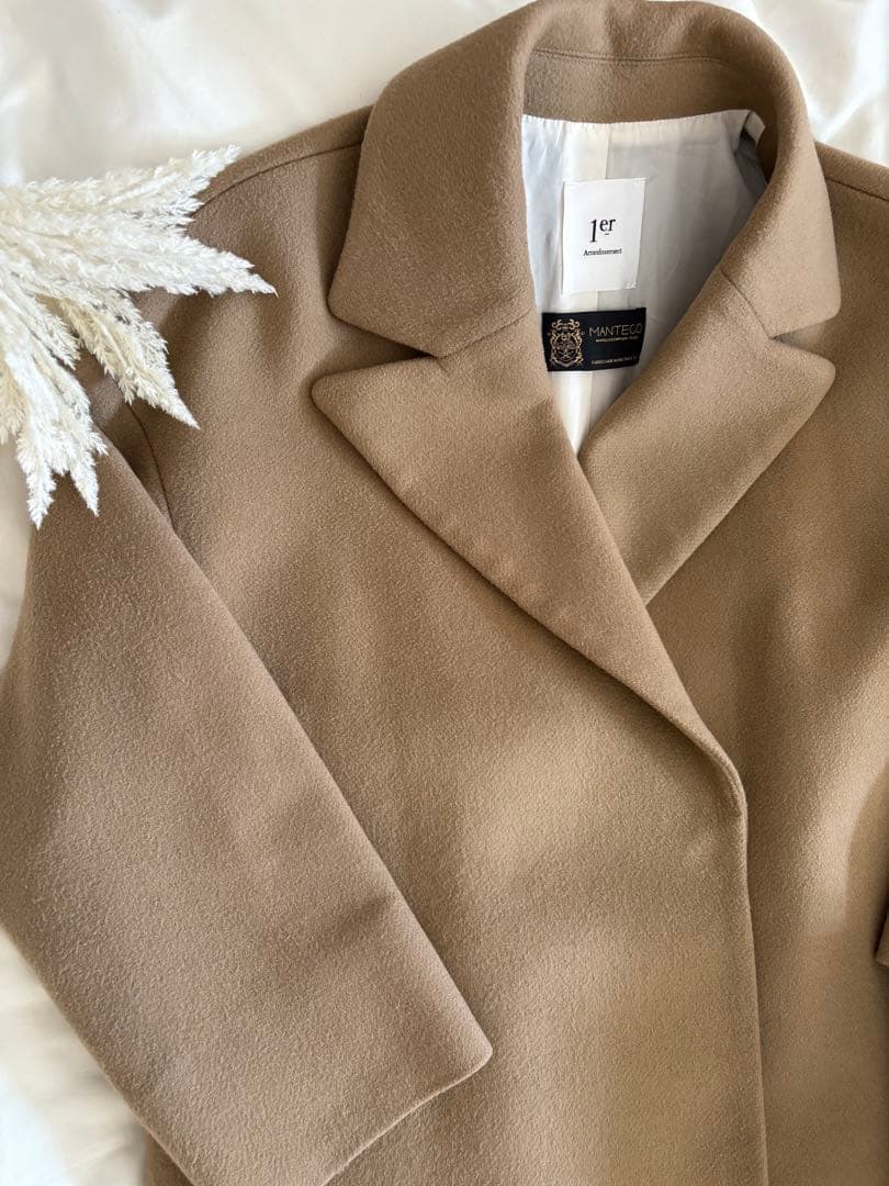 プルミエアロンディスモン　マンテコ　ロングチェスターコート　キャメルカラー　M