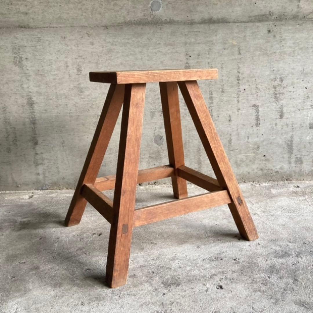 古いスツール チェア 椅子 踏み台 ステップ台 作業椅子 花台 木製 レトロ