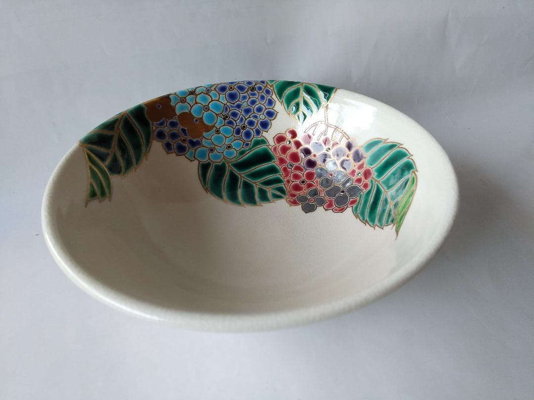 御室窯 仁清 紫陽花 平茶碗 共箱 共布 茶道具 茶器 抹茶碗 新品 未使用品