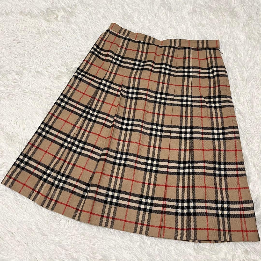 希少✨バーバリーズ ウール100% プリーツスカート ノバチェック 17号
