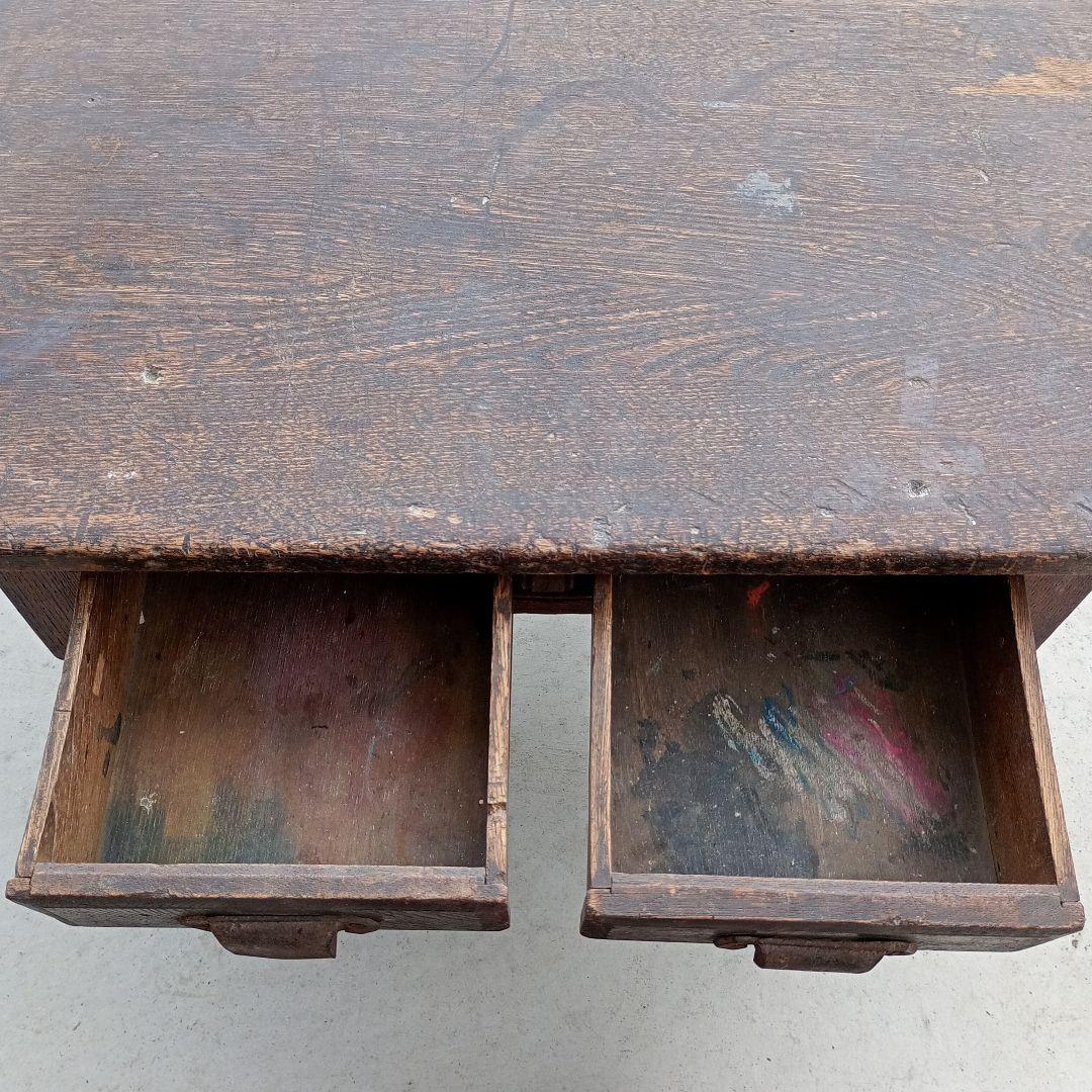 木製 文机 引き出し付き　机　昭和レトロ　古民家