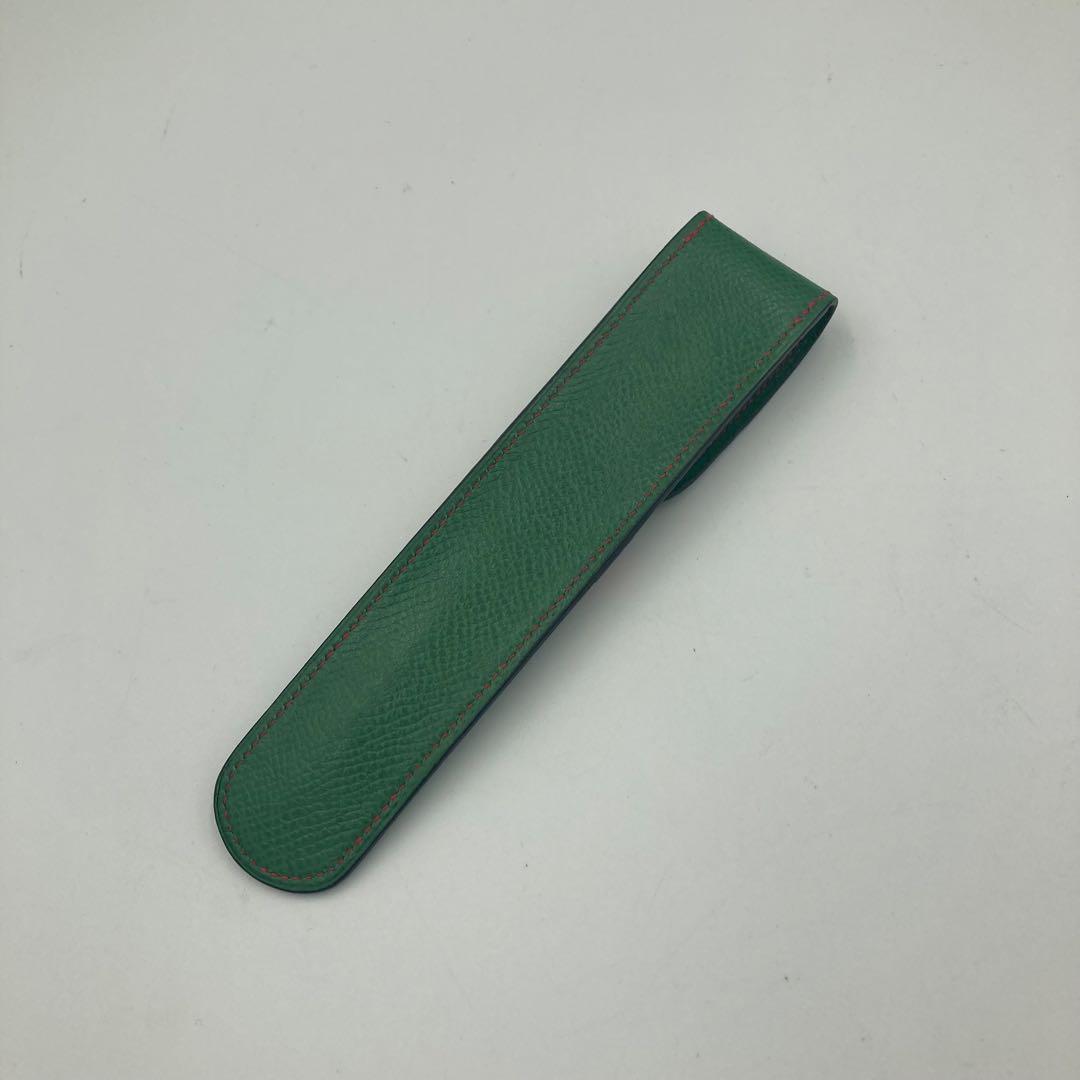 【5458】エルメス　ペンケース　グリーン×レッド