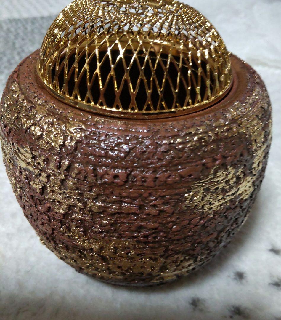 新品 香道 香炉セット一式 清水焼 寛楽作 金彩香炉 箱入
