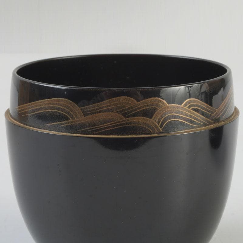 茶道具　輪島塗　蒔絵師　谷内一則(紫香)作　岩松蒔絵　大棗　共布共箱　V9588