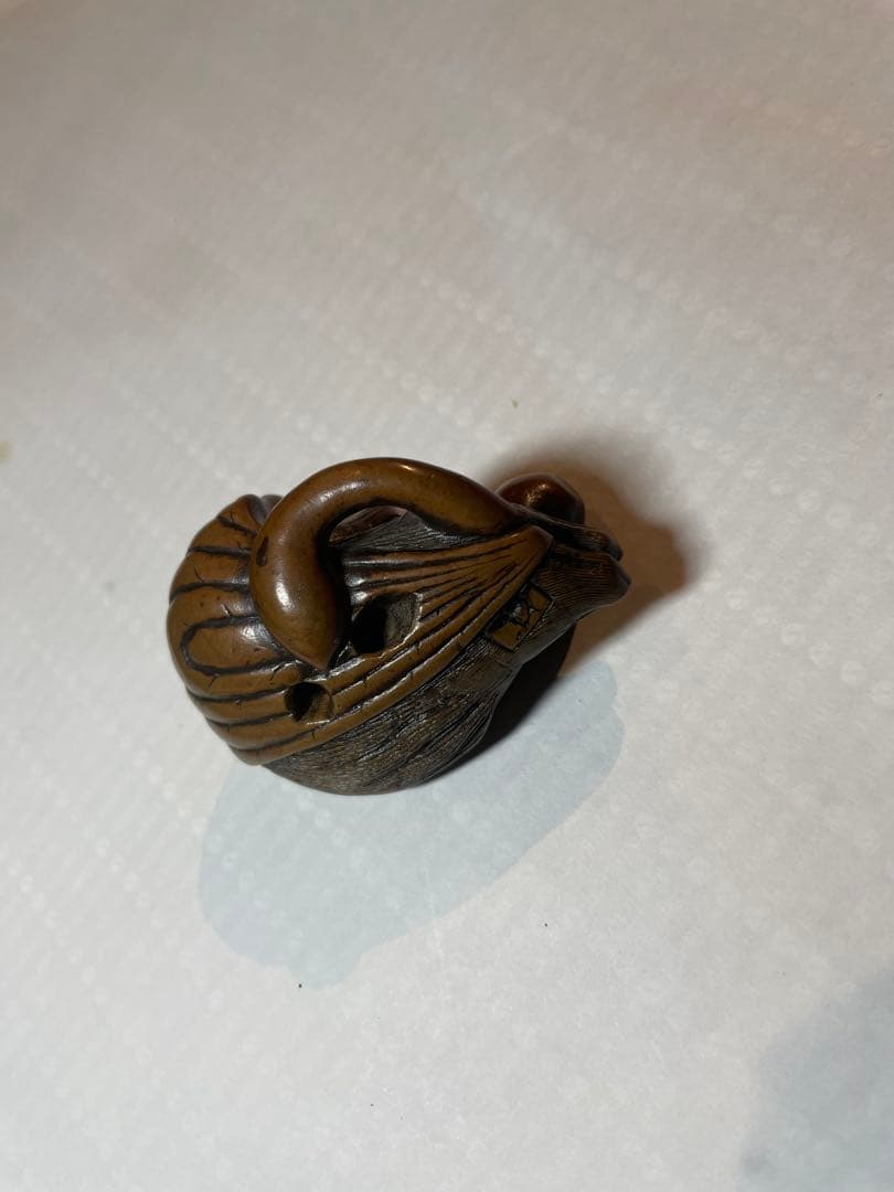 根付 木製 タヌキ 辻 銘