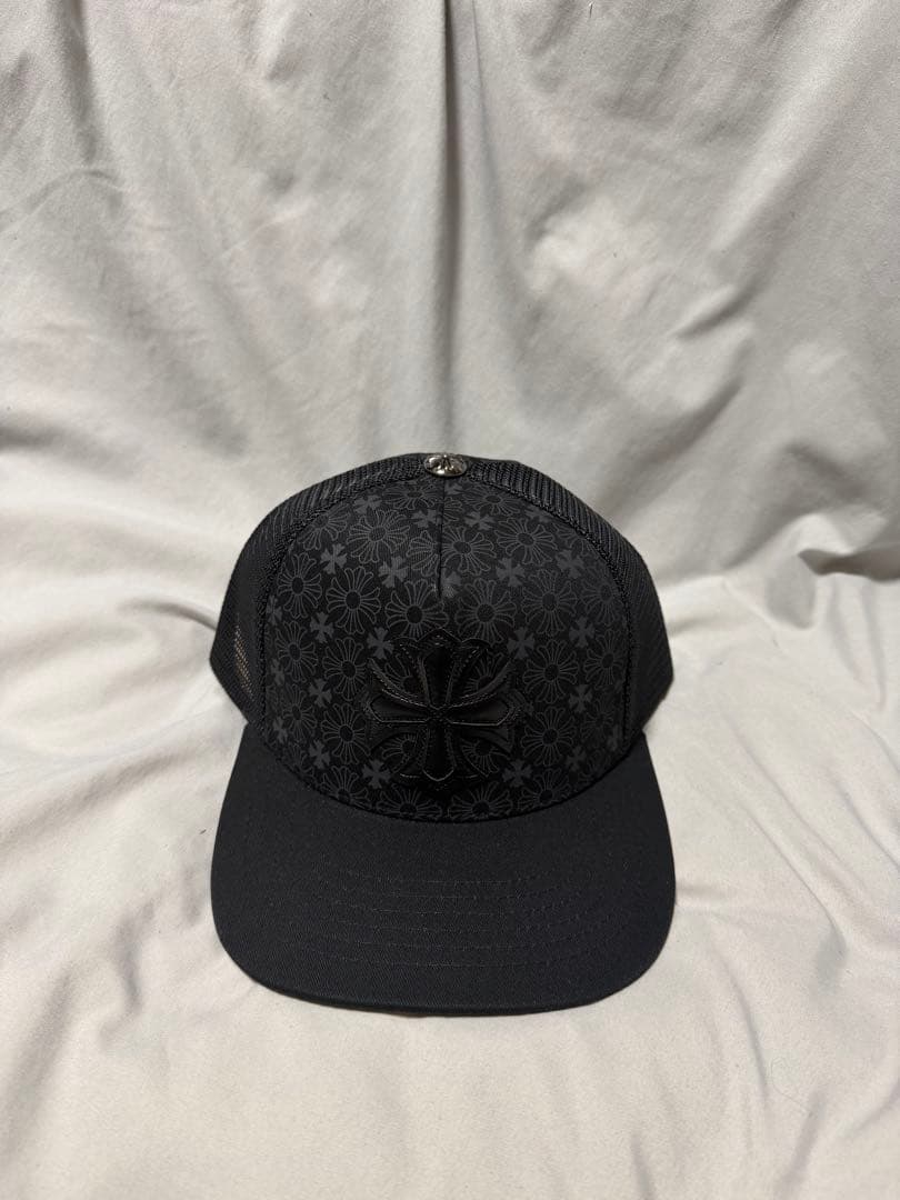 Chrome hearts 黒のフラットビルキャップ メッシュ