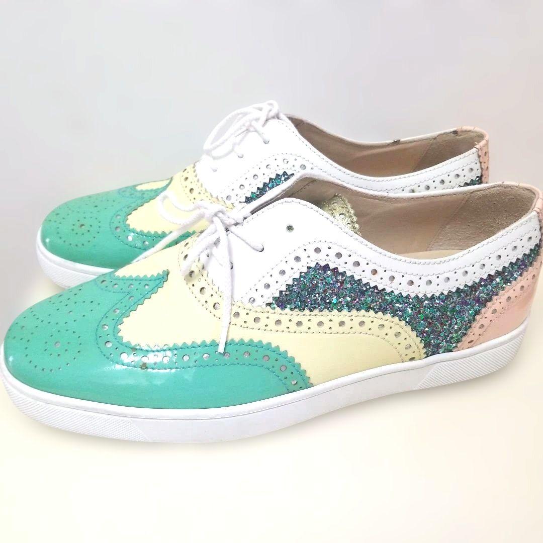 ターコイズ グリッター カジュアルシューズ　ルブタン