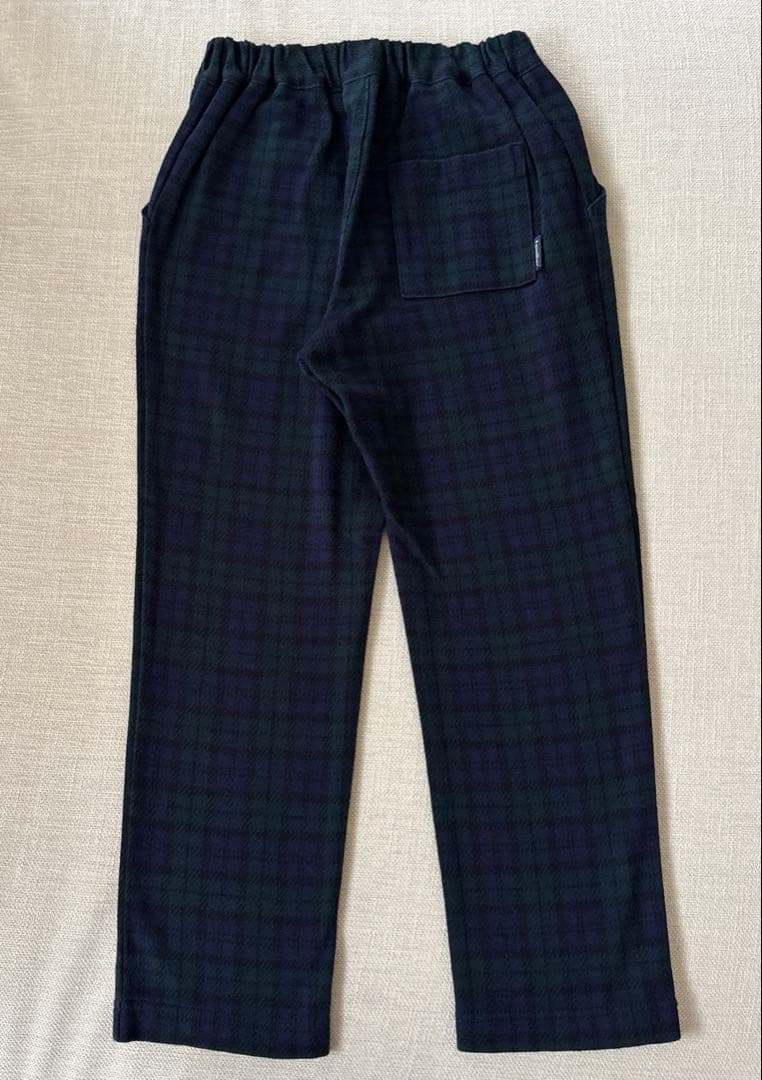 ファミリア　現行品　チェック　ロングパンツ　ネイビー　グリーン　プルオン　ゴム