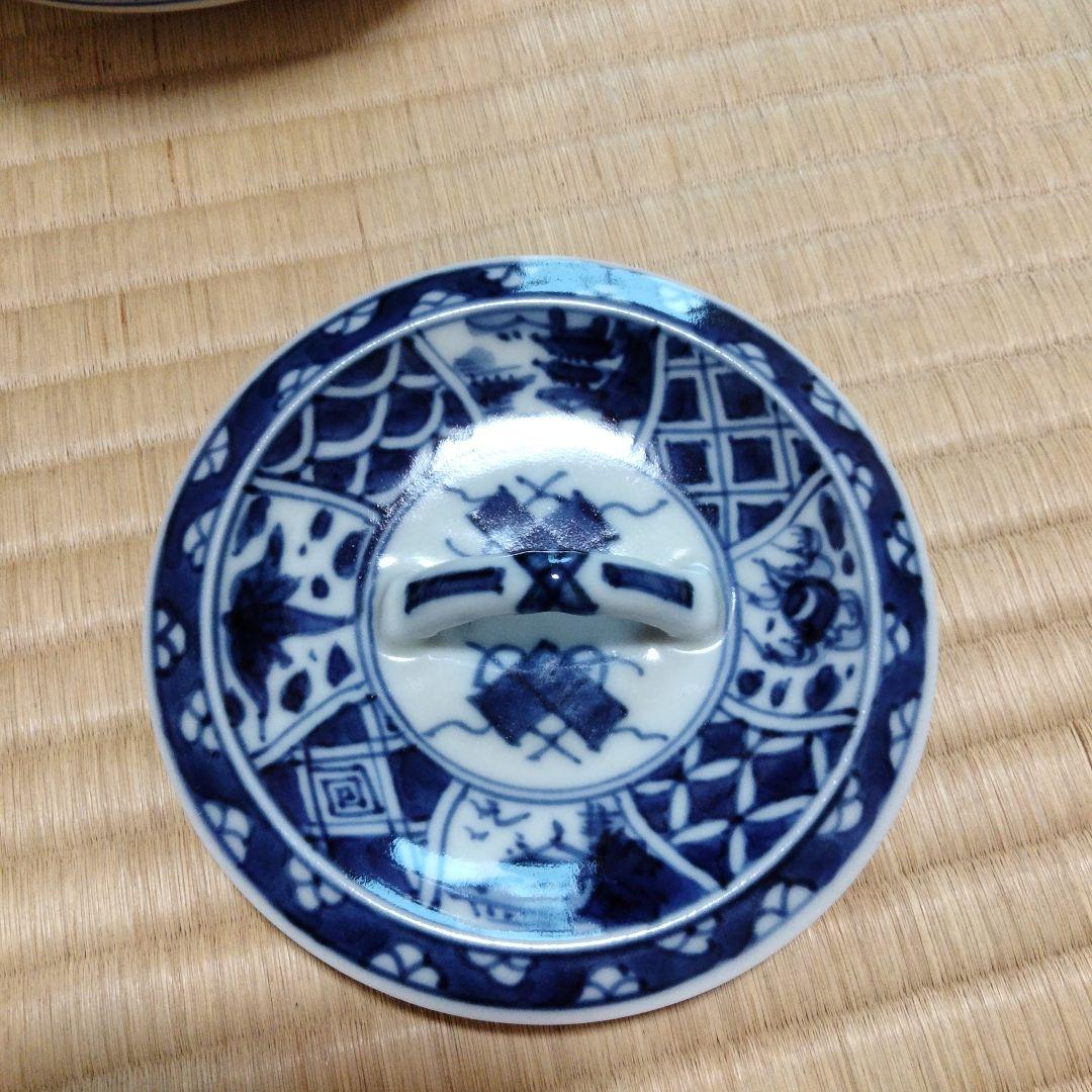 高野昭阿弥　染付祥瑞山水宝尽水指、大徳寺茶杓、　織部蓋置、唐物写　独楽棗、未使用