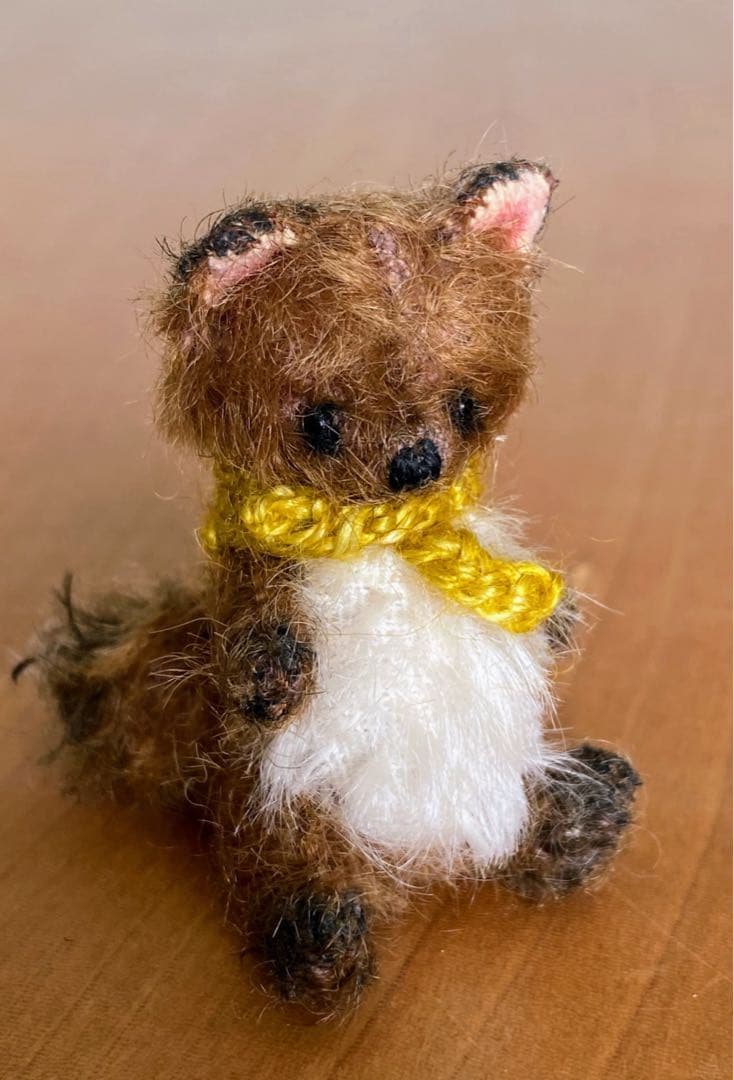 moriのえほん様　黄色スカーフのたぬき　ぬいぐるみ　ミニチュア　ハンドメイド