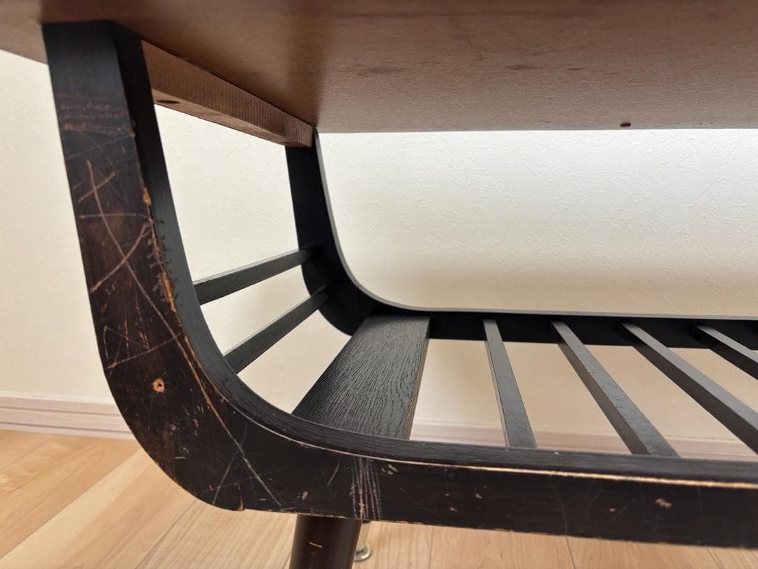 昭和レトロ ミッドセンチュリ　テーブル センターテーブル　木製 棚付き 希少