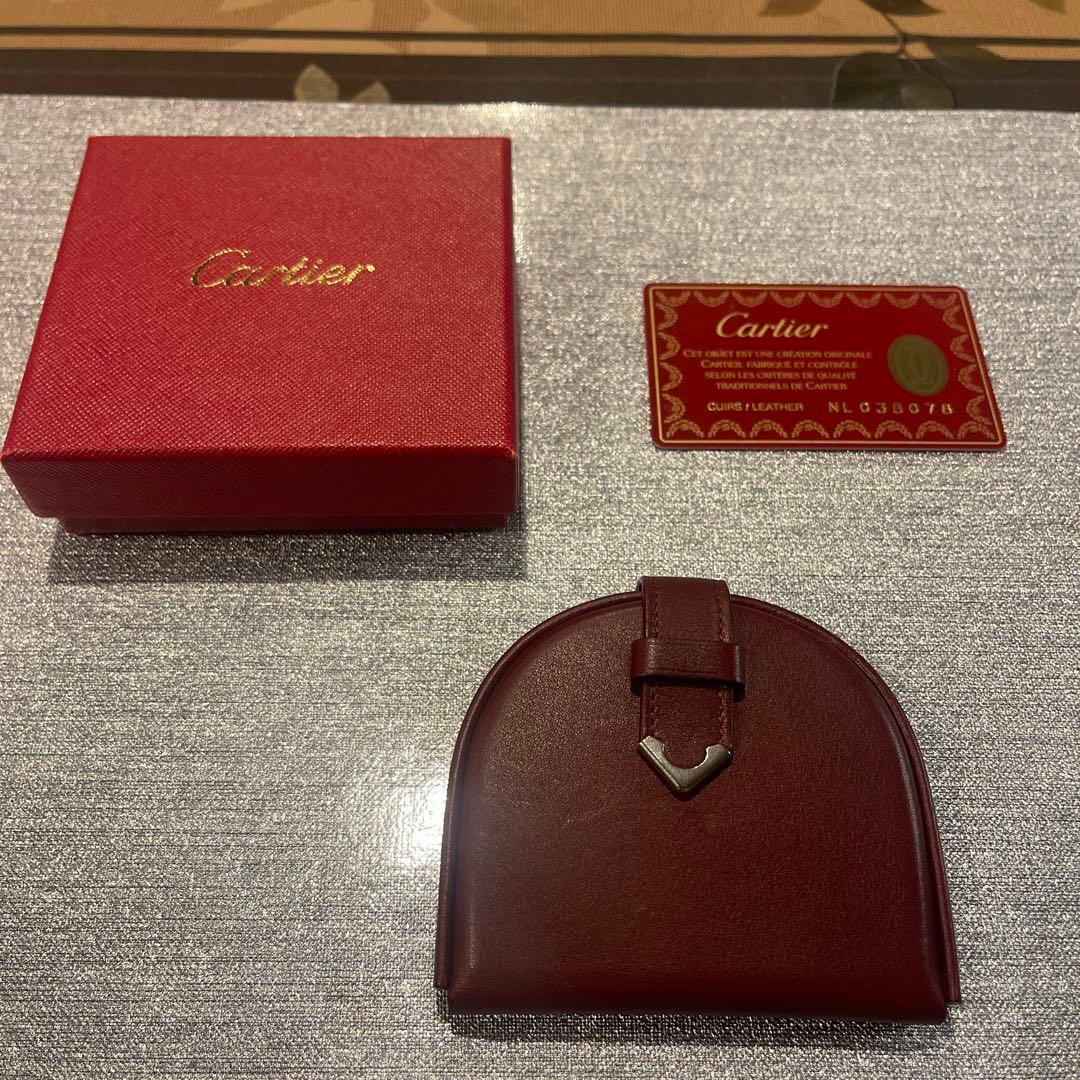 【美品】Cartier 小銭入れ ダークレッド ケース