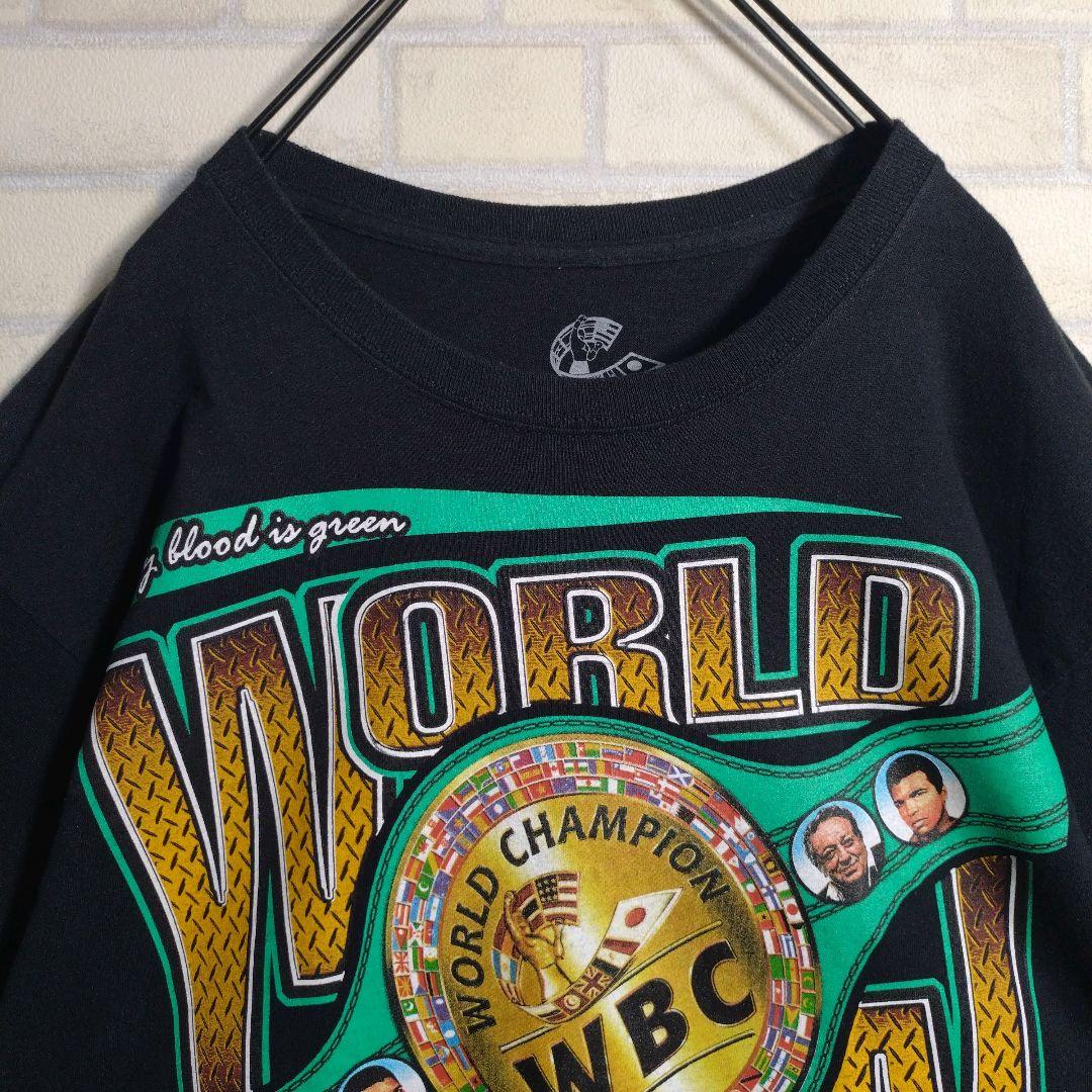 WBC公式★ボクシング チャンピオンベルト 両面プリント 半袖Tシャツ 黒 L