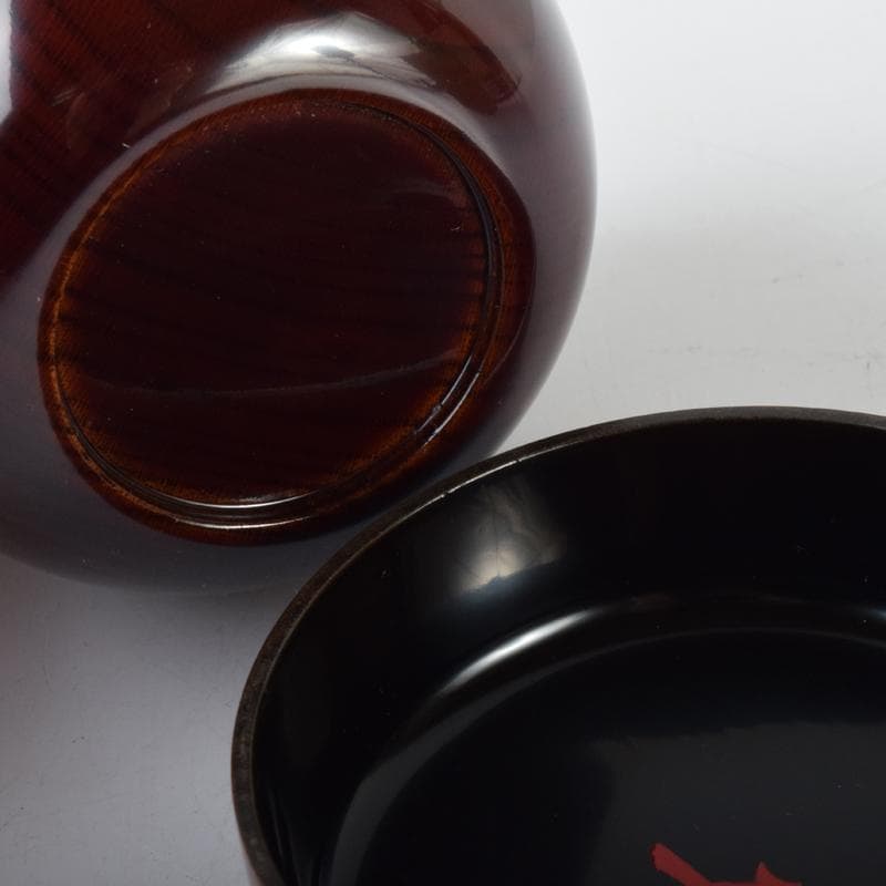 茶道具　山中塗　前端雅峯作　木目　中棗　紫野　前田昌道書付　共箱　V　7072