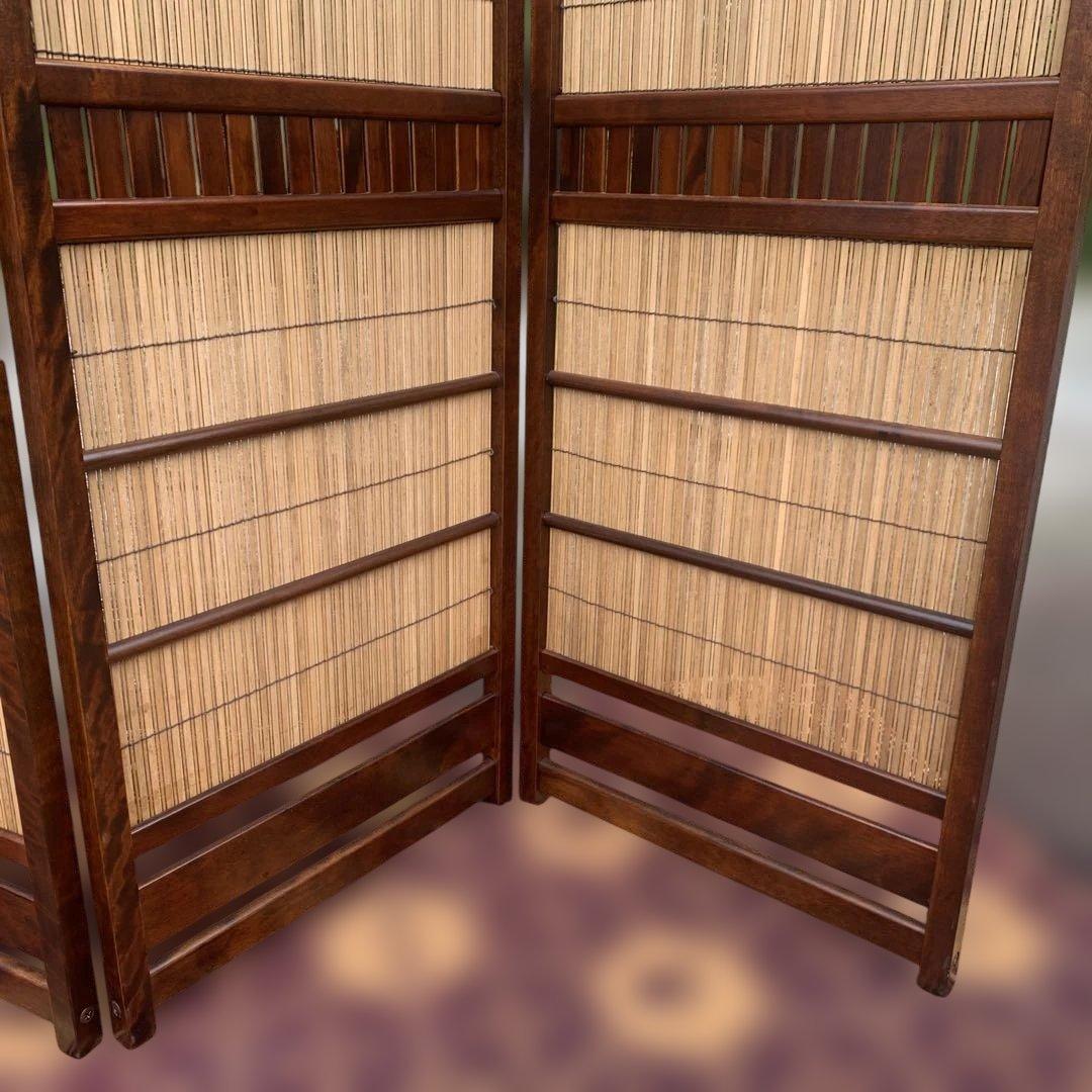木製 衝立 パーテーション ４面パネル　和風　レトロ　高さ約124cm