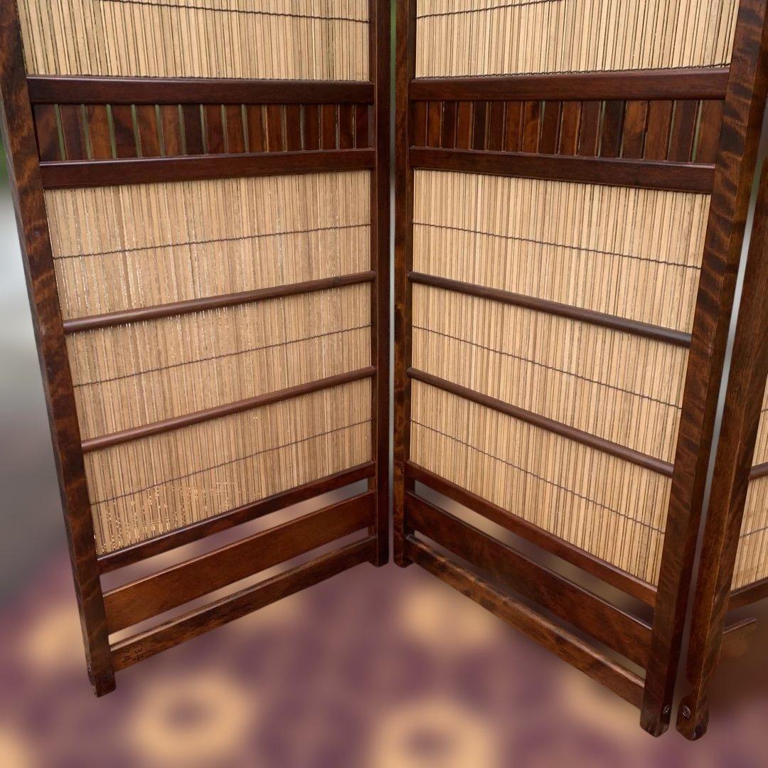 木製 衝立 パーテーション ４面パネル　和風　レトロ　高さ約124cm