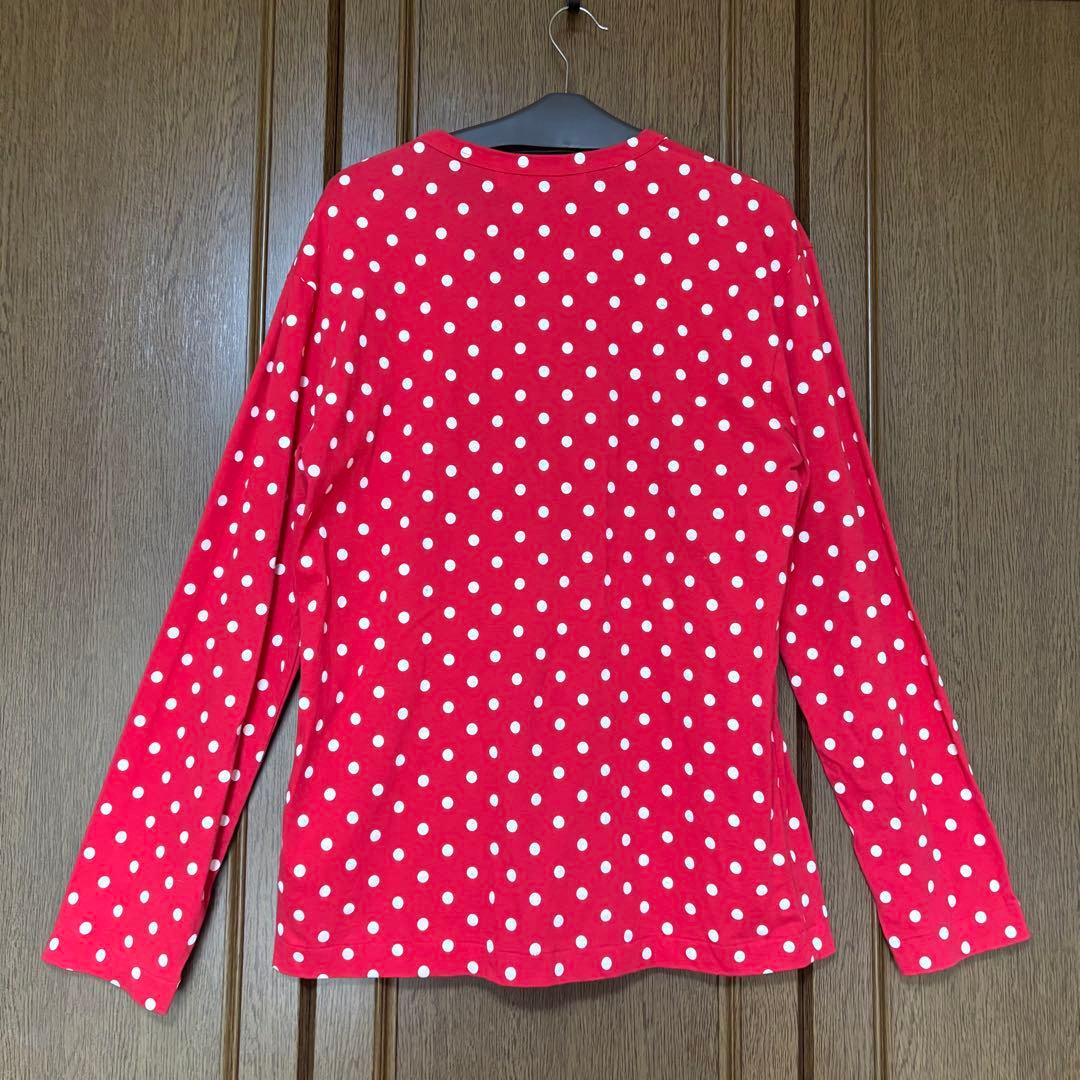 プレイ コムデギャルソン ポルカドット 赤ハート 長袖Tシャツ