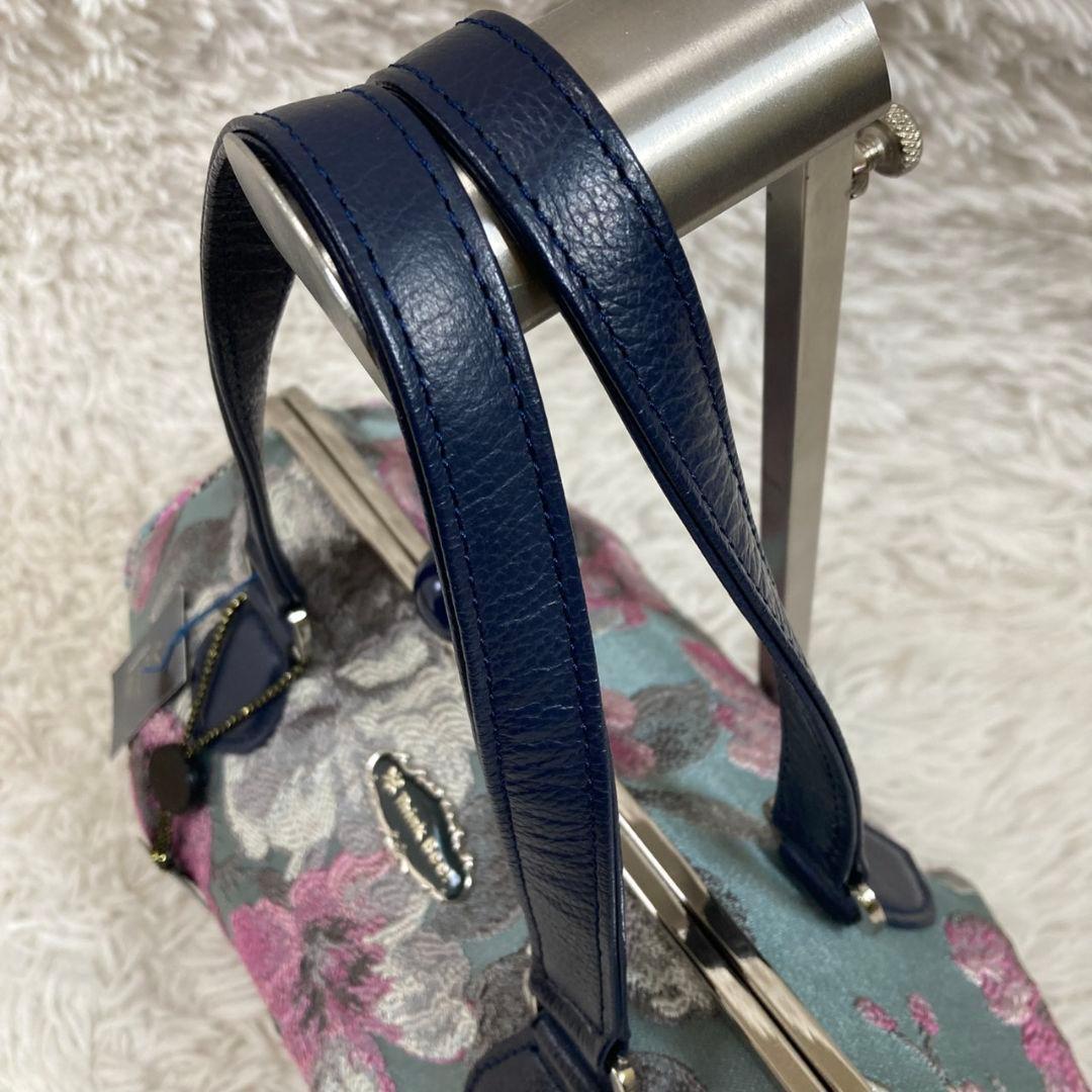 未使用タグ付 ThinkBee！ゴブラン織 ノクターンローズ がま口ハンドバッグ