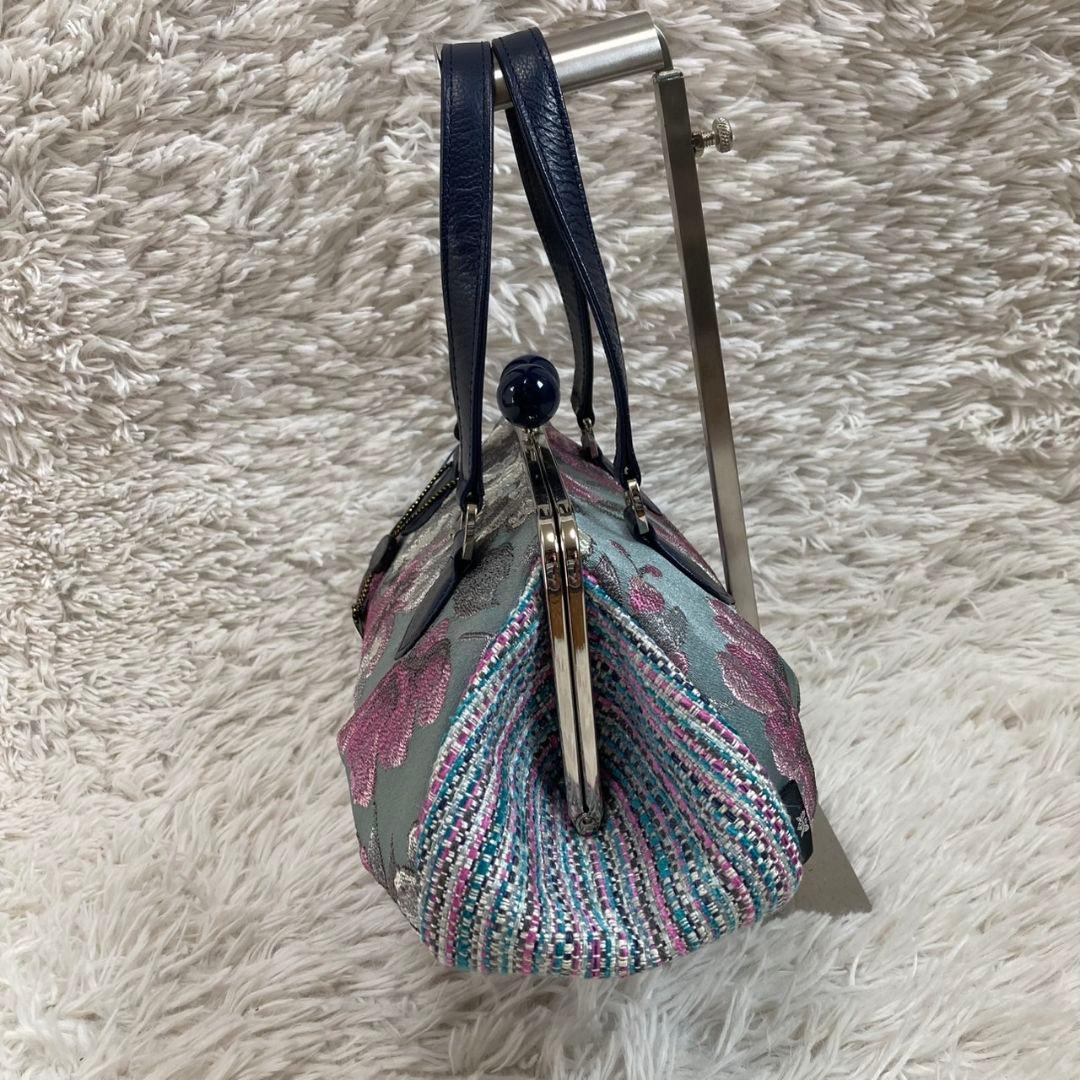 未使用タグ付 ThinkBee！ゴブラン織 ノクターンローズ がま口ハンドバッグ