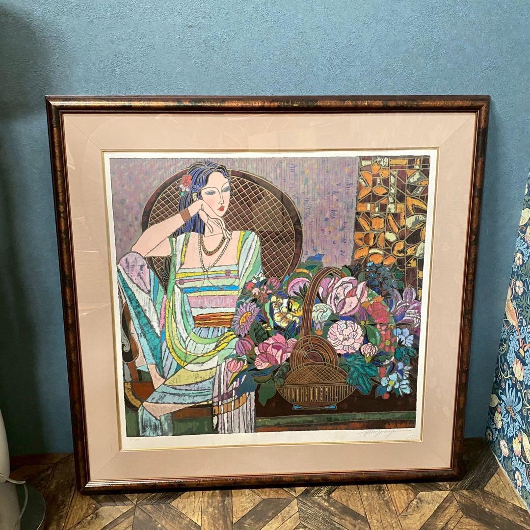 ザン・ホンビン リトグラフ 額縁 インテリア アンティーク