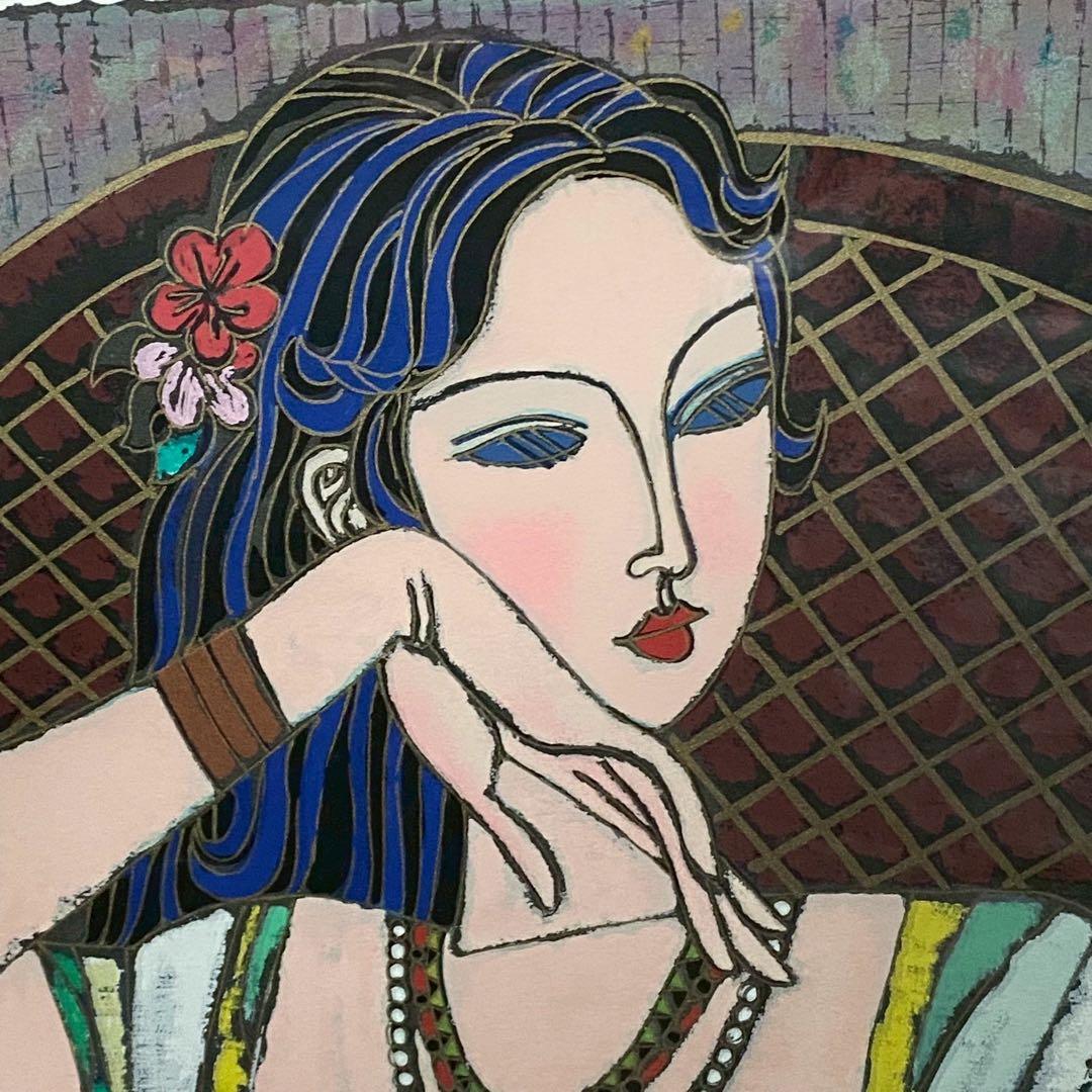 ザン・ホンビン リトグラフ 額縁 インテリア アンティーク