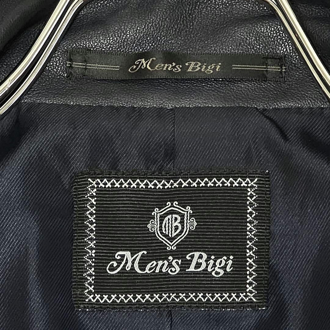 メンズビキ MEN’S BIGI シングルライダース M 羊革 ネイビー