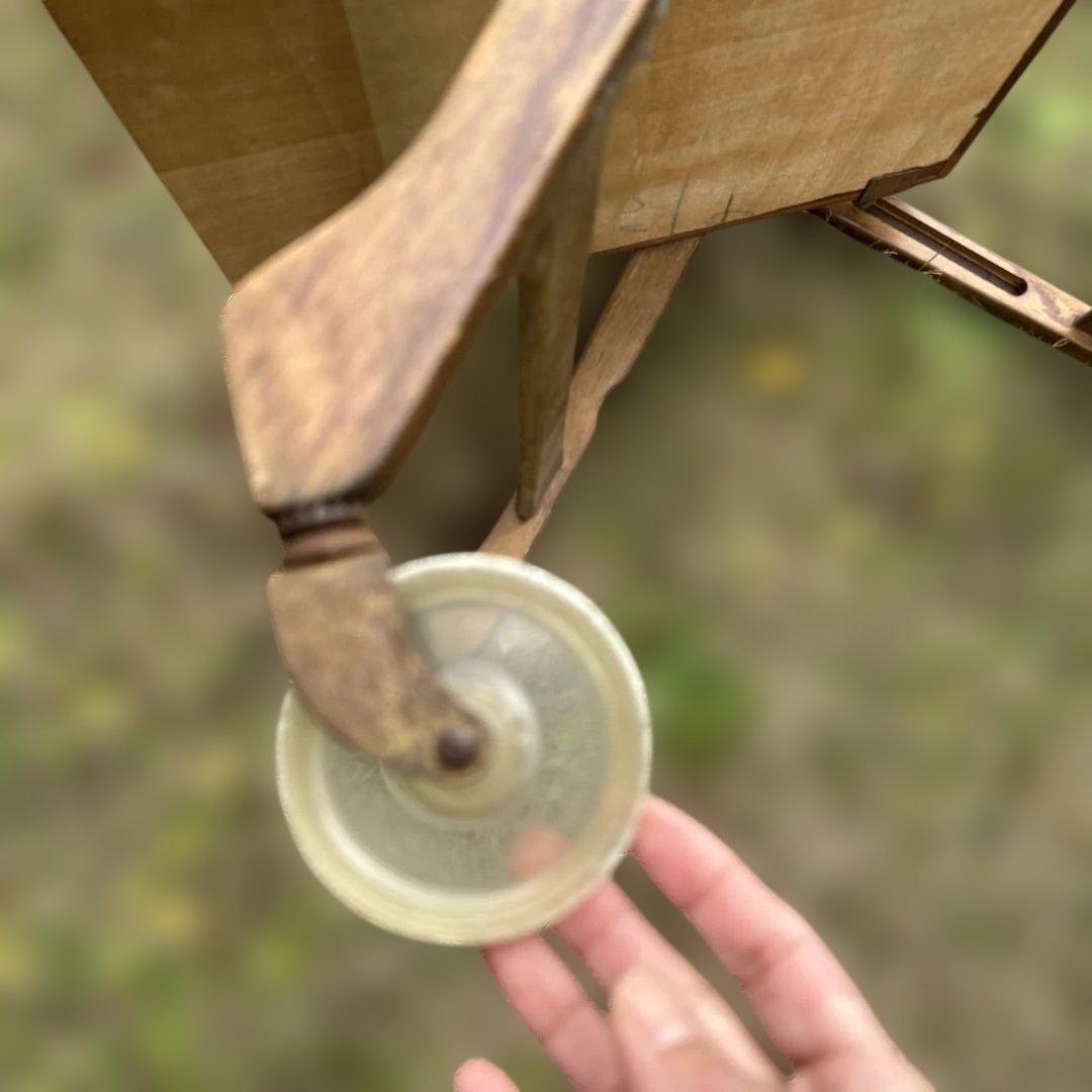 アンティーク木製折りたたみ式手押し車