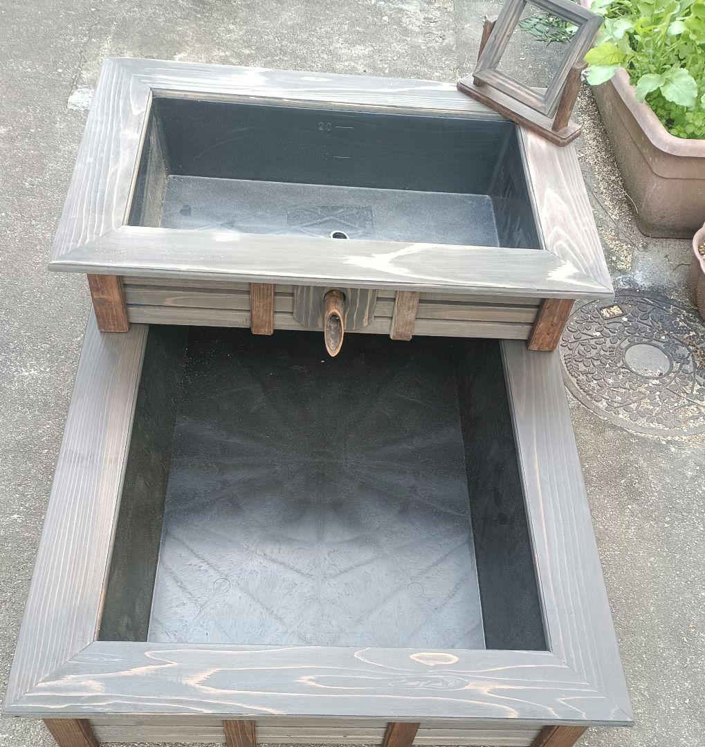 100㍑超　2段トロ舟80 濾過槽付　ビオトープ　太陽光モーター メダカ