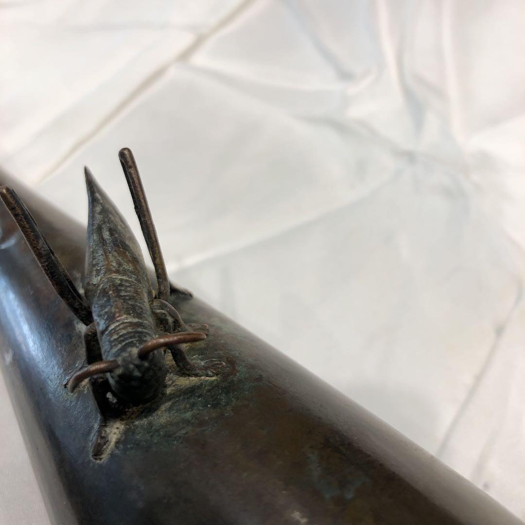 銅製アンティーク昆虫バッタ一輪挿し