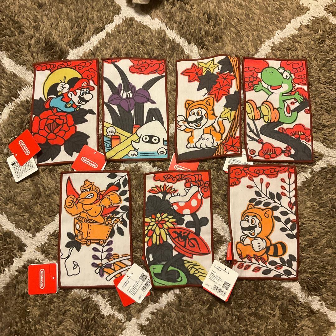 ハーフタオルハンカチ マリオ花札・赤　7種コンプリートセット　Nintendo