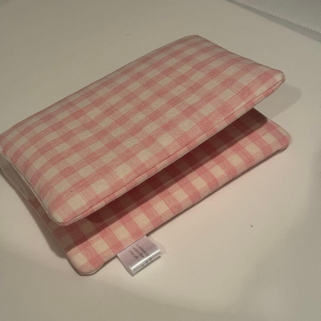 バインダーカバー　ピンクチェック　A6 韓国　貯金