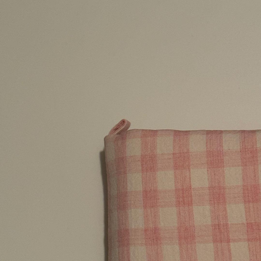 バインダーカバー　ピンクチェック　A6 韓国　貯金