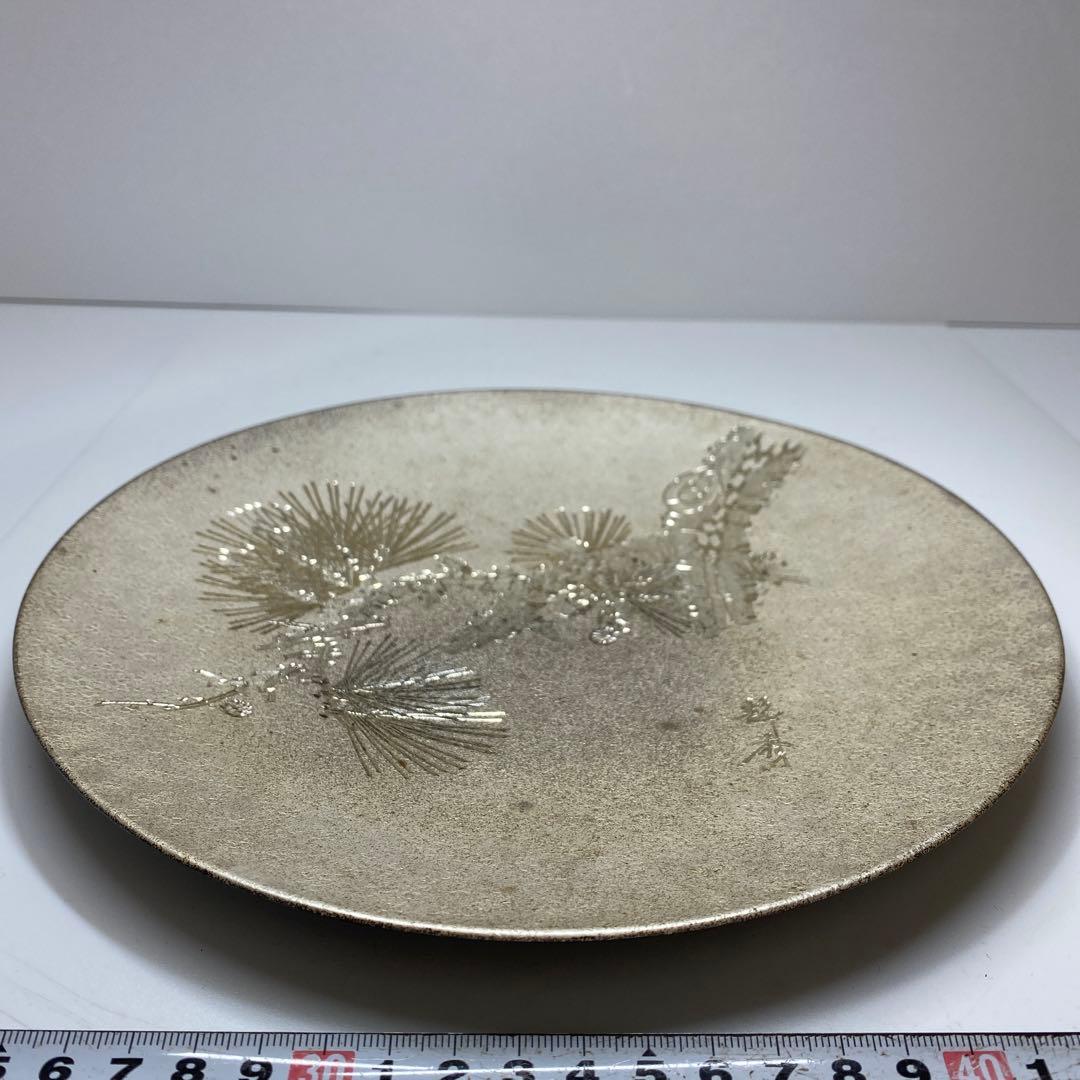 純銀　和光　皿　木箱、皿立付　312g 直径24.3㎝ 東Y7-0117☆2F